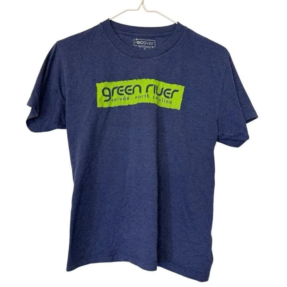 Recover Green River Graphic Crew Neck Short Sleeve Navy Blue T-Shirt Size YS